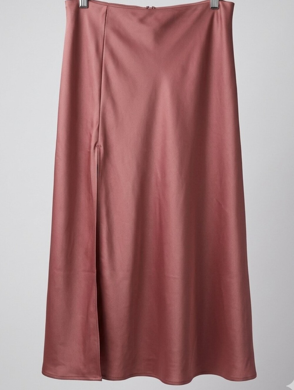 NWT SheIn High Waist Satin Midi Skirt -High Slit-  Dusty Pink Large